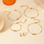 Gold color / 1 Piece Retro Simple Style Infinity Shape Stainless Steel  Gold Color Inlay Rhinestones Women's Anklets Picture4